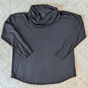 Petite Black L.L. Bean Soft Stretch Supima Long Sleeve Cowlneck Tee - Like New